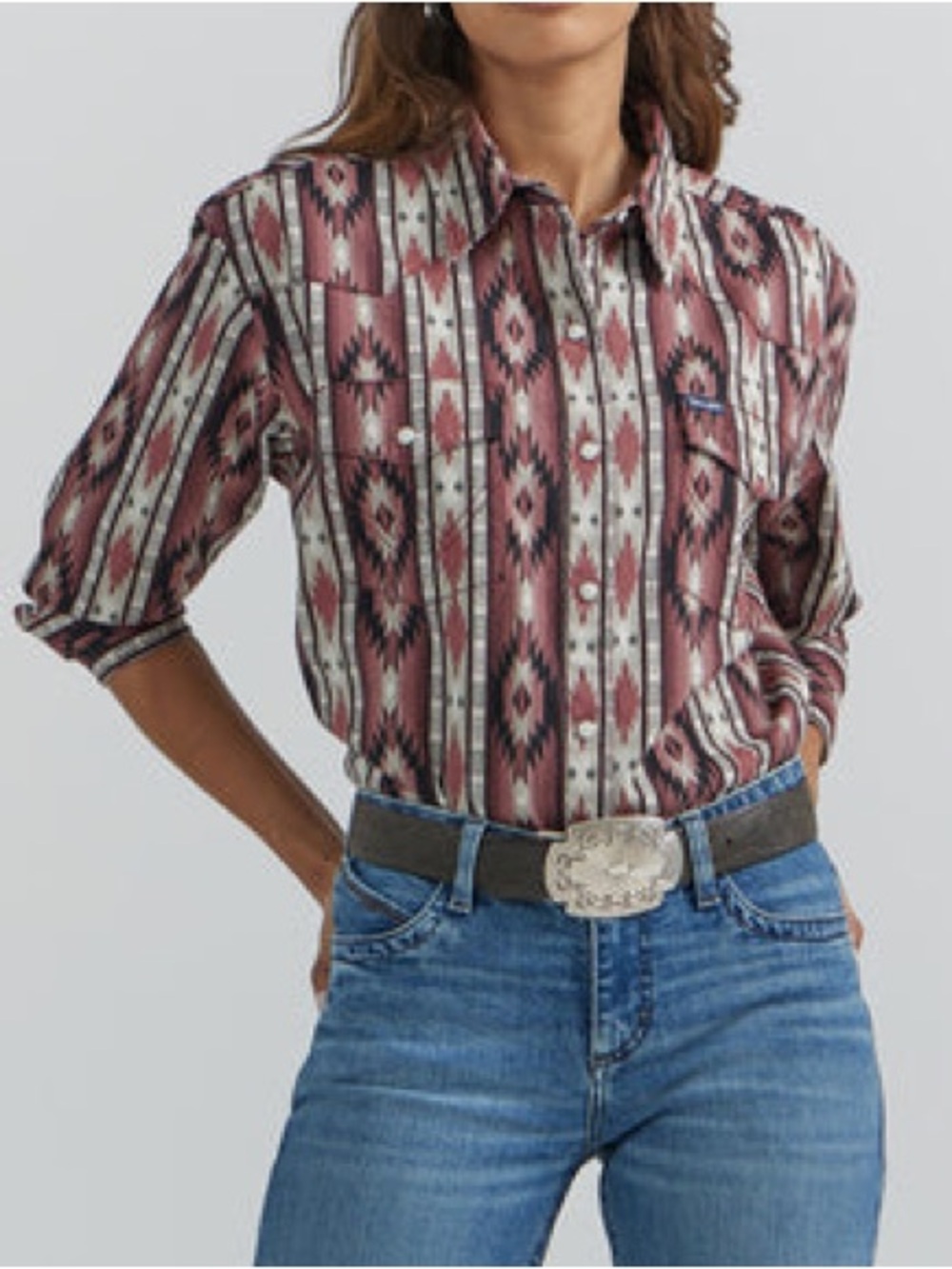 Wrangler Retro | Checotah Women's Snap Up Western Pattern Button Down Shirt